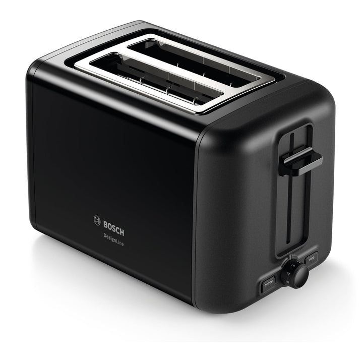 Bosch Kompakt Toaster DesignLine TAT3P423DE, integrierter Edelstahl-Brötchenaufsatz, mit Abschaltaut