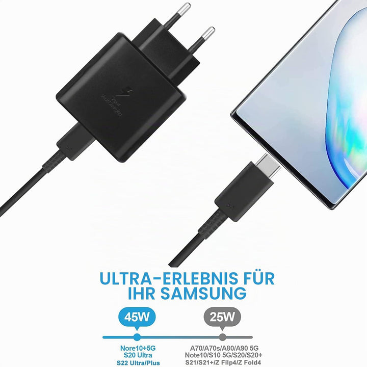 2er Pack USB C Ladegerät 45W mit Schnellladekabel für Samsung Galaxy S26 Ultra S25 S24 S23 S22 S21 S