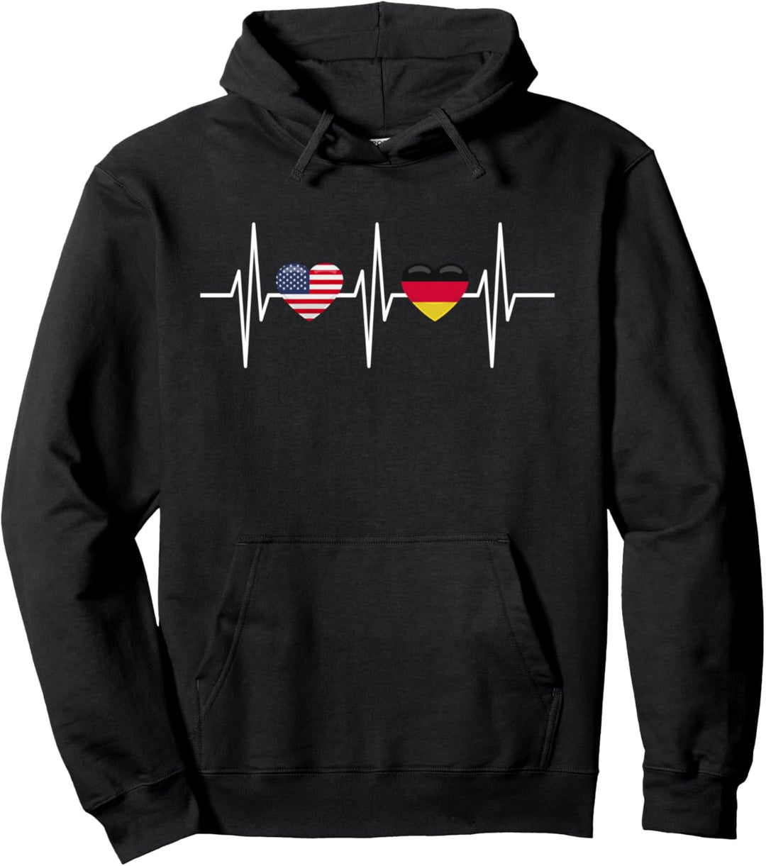 USA Deutschland Hemd Herzschlag Amerika Deutschland Flagge Herz Pullover Hoodie