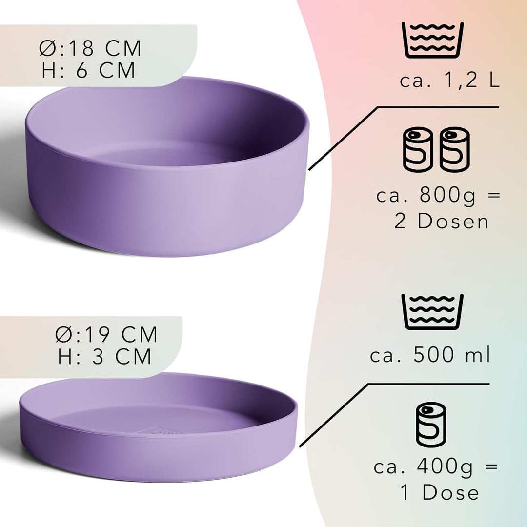 ne&amp;no® Silikon Hundenapf 1200 ml mit Deckel für kleine und mittelgrosse Hunde | im Kühlschrank luftd