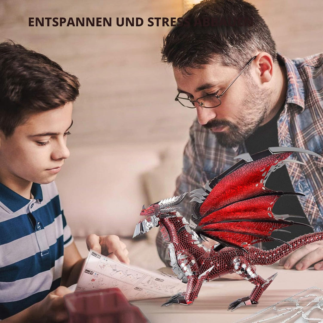 Piececool 3D-Metallmodellbausätze, schwarzer Drachenkönig, Bastel-3D-Puzzles für Erwachsene, Denkspo