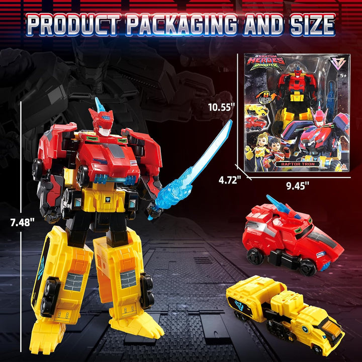 2 in 1 Transforming Roboter Raptor Tron, 7,48 Zoll, für Kinder, Chariot und Transforming Spielzeug f