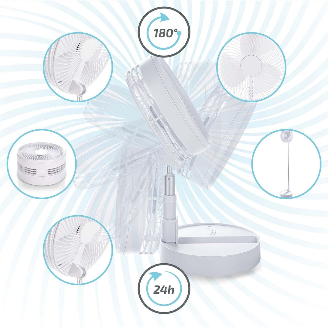 GOODS+GADGETS Faltbarer Tischventilator & Stand-Ventilator mit wiederaufladbarer Batterie mit 6000 m