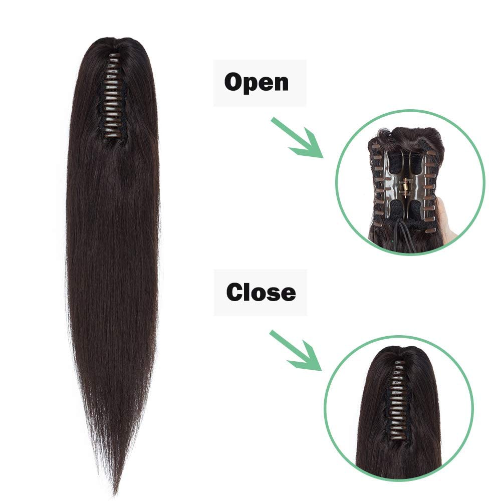 SEGO Ponytail Haarteil Echthaar Zopf Extension mit Klammer Clip in Pferdeschwanz Haarverlängerung 10