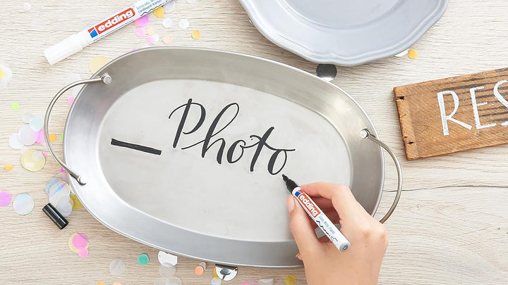 edding 750 Lackmarker - schwarz - 10 Stifte - Rundspitze 2-4 mm - Lackstift zur Markierung und Besch