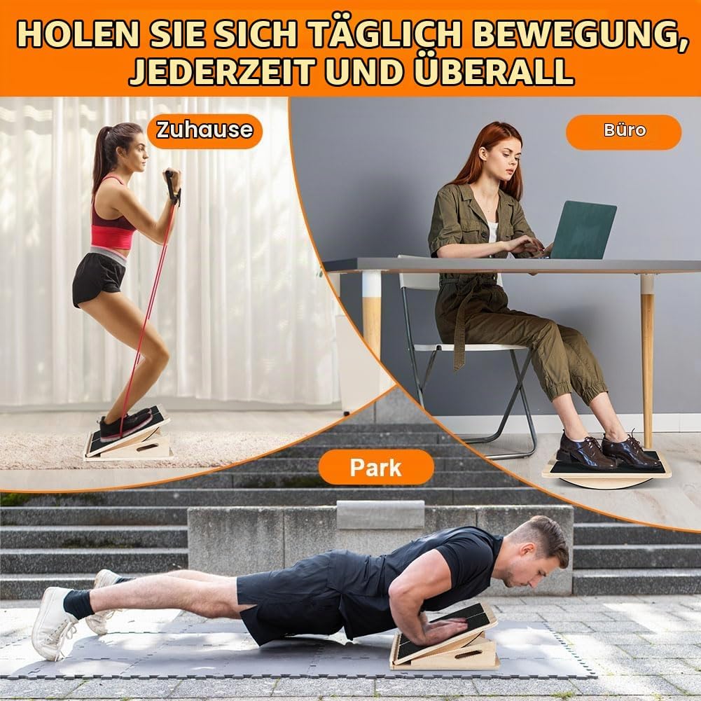 2 in 1 Wadendehner, Schrägbrett Aus Holz, Verstellbarer Und Portable Wooden Slant Board, Athletic Mo