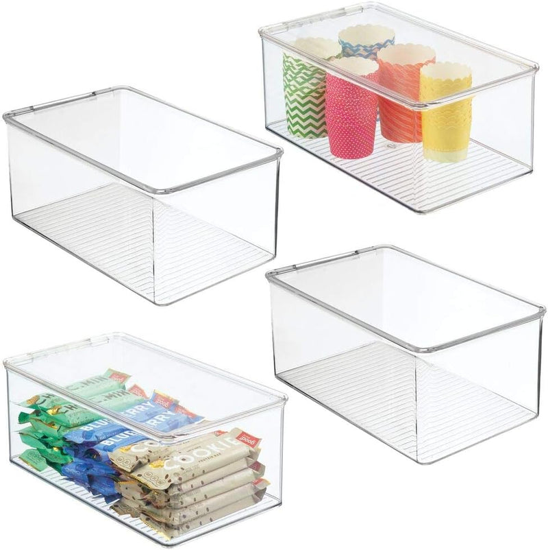 mDesign 4er-Set Küchen Organizer – stapelbare Vorratsdosen für Küchenregal und Vorratskammer – Kühls