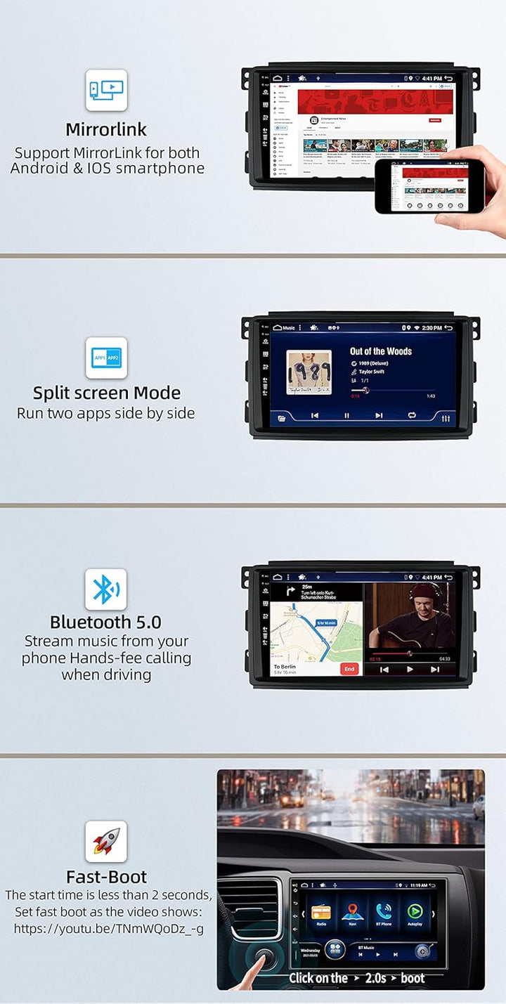 JOYX Android 15 IPS Autoradio Passt für Benz Smart fortwo 451 (2005-2010) - 4G+64G - Eingebaut DSP/C