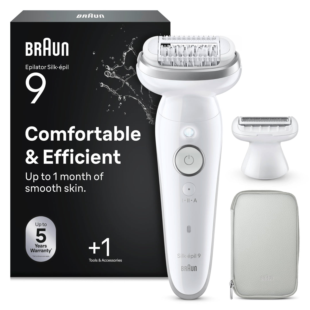 Braun Silk-épil 9, Epilierer Damen / Haarentferner für langanhaltende Haarentfernung, Rasieraufsatz