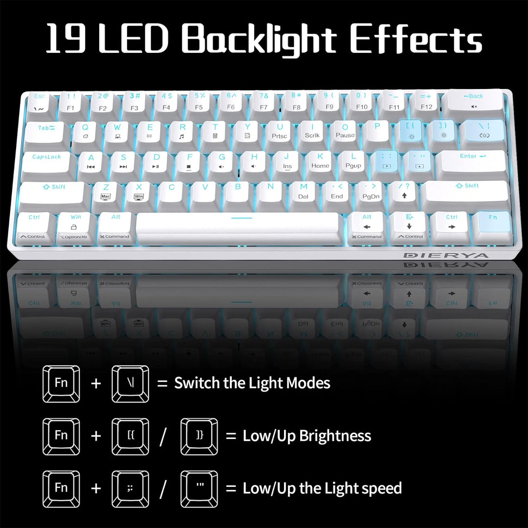 Dierya DK61se Gaming Tastatur,60% Prozent Mechanische Tastatur mit Red Linear Switch,Ultra-Compact M