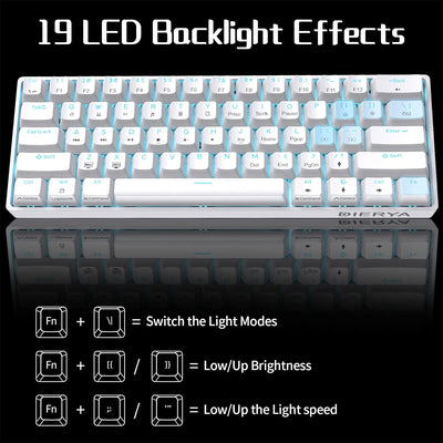 Dierya DK61se Gaming Tastatur,60% Prozent Mechanische Tastatur mit Red Linear Switch,Ultra-Compact M
