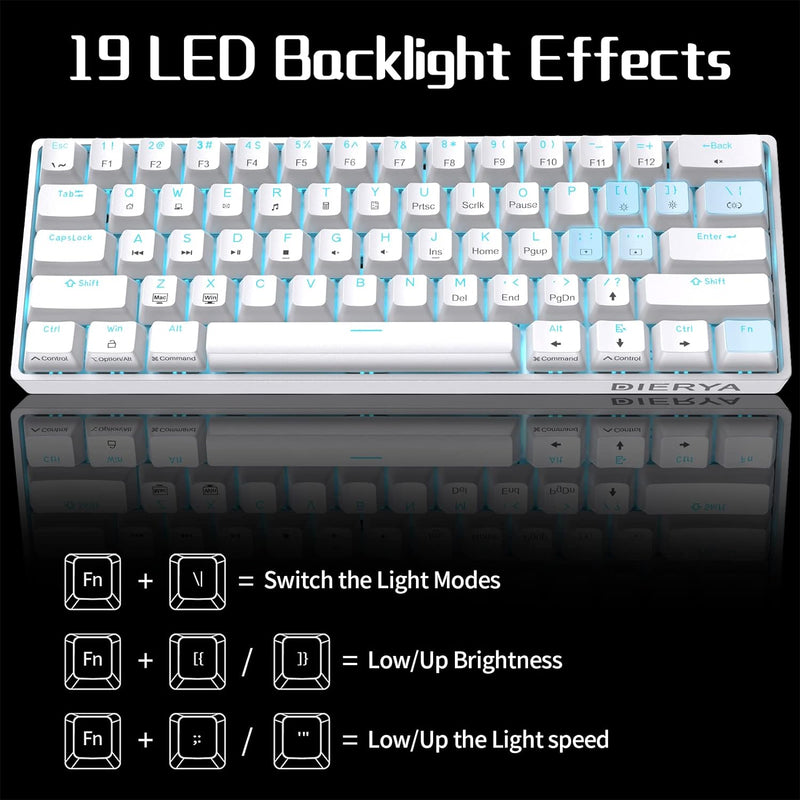 Dierya DK61se Gaming Tastatur,60% Prozent Mechanische Tastatur mit Red Linear Switch,Ultra-Compact M