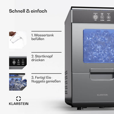 Klarstein 2,2L Eisnugget-Maschine für Zuhause, Camping & Gastro, Schnelle Nuggeteis-Maschine Klein,