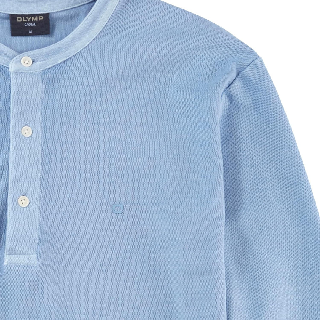OLYMP Herren Polo-Shirt Langarm Casual Wirk,Uni,Regular fit S Hellblau 10, S Hellblau 10