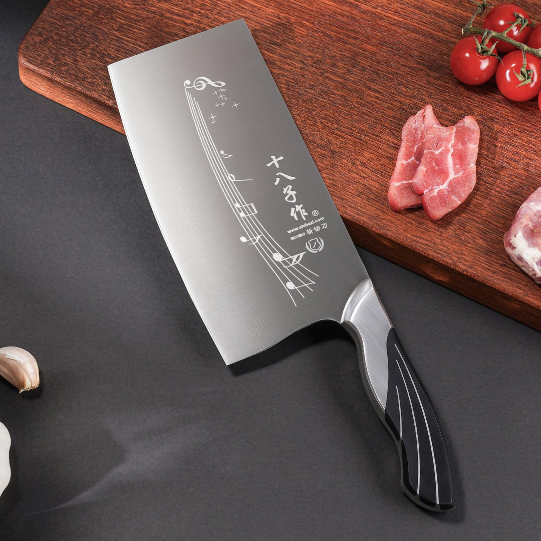 SHI BA ZI ZUO 7-Zoll-Küchenmesser für Gemüse, professionelles Kochmesser mit Edelstahl-Vollerl und G