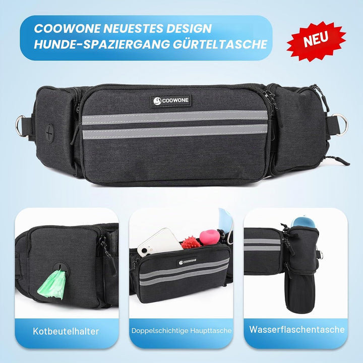 Leckerlitasche für Hunde, Bauchtasche für Hunde Zubehör-Leckerlibeutel mit Kotbeutelspender, reflekt