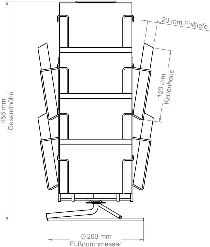 FLUHR DISPLAYS Kartenständer in silber | Thekenständer mit 12 Fächer | Für DIN A6 Karten im Quer-/ H