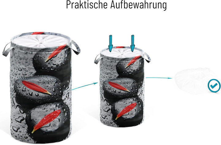 Sanilo Wäschekorb faltbar, stabiler runder Wäschesammler 60 Liter, Wäschesack mit Griffen und Abdeck
