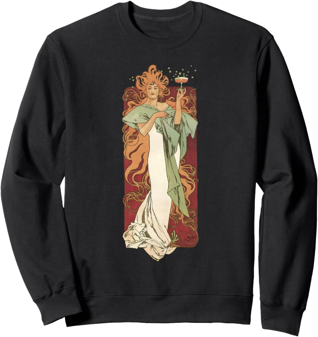 Jahrgang Champagner-Party-Jugendstil von Alphonse Mucha Sweatshirt