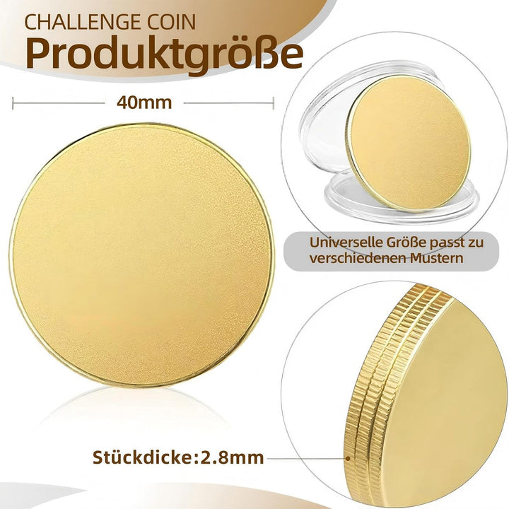 20 Stück Individuelle Challenge Coin Rohlinge für Lasergravur - 40mm Messing Münzrohlinge, Laser-Gra