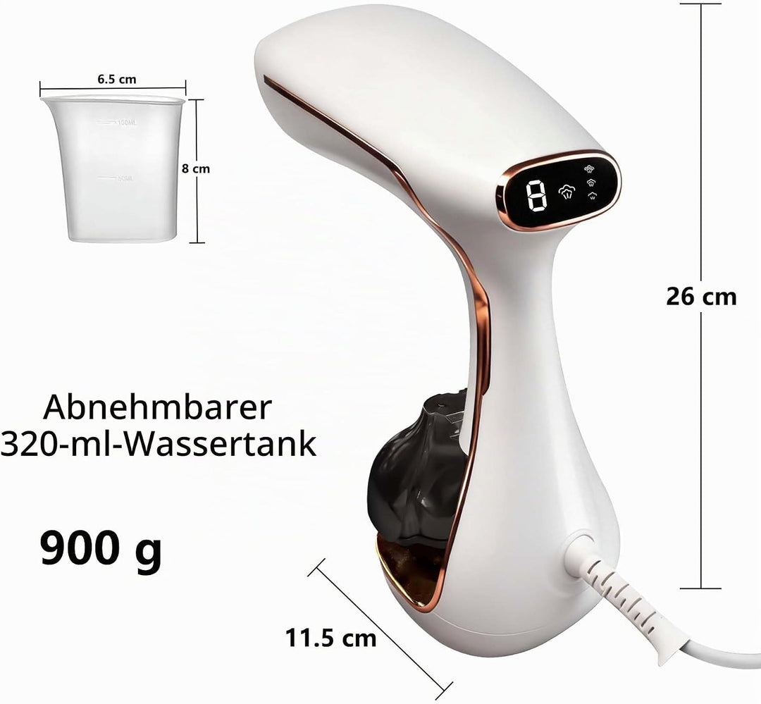 Steamer Dampfglätter 1780W, 20s Ultra-Schnellaufheizung, 320ml Grosser Abnehmbarer Tank (30g/min Dam