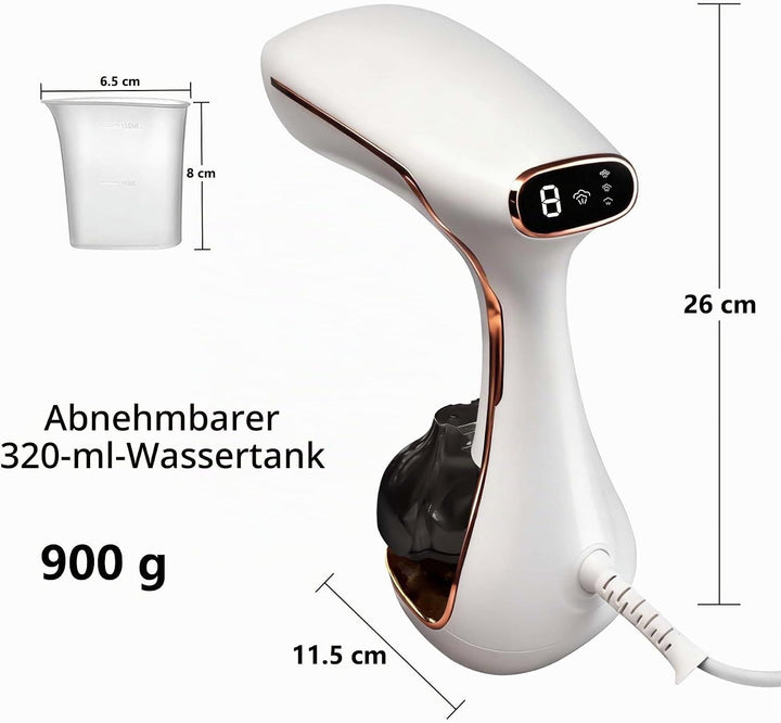 Steamer Dampfglätter 1780W, 20s Ultra-Schnellaufheizung, 320ml Grosser Abnehmbarer Tank (30g/min Dam