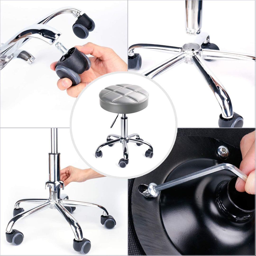 Leader Accessories Drehhocker höhenverstellbar Rollhocker Funktionaler Arbeitshocker Studiohocker im
