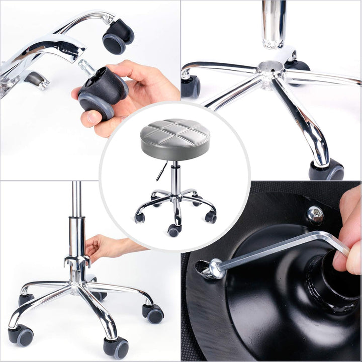 Leader Accessories Drehhocker höhenverstellbar Rollhocker Funktionaler Arbeitshocker Studiohocker im