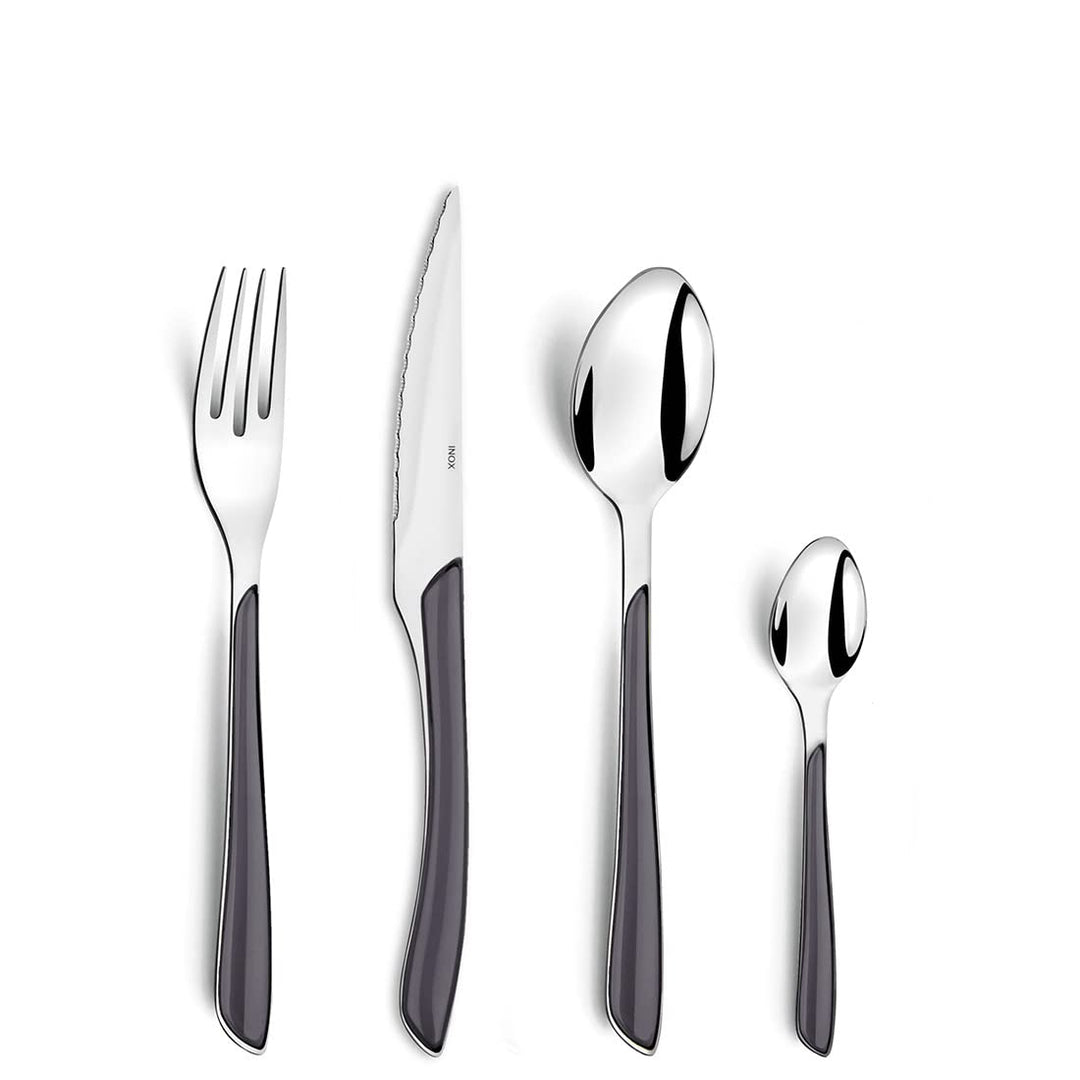 Amefa ECLAT Besteck Set , Grau , Essbesteck 24-teilig , für 6 Personen , Edelstahl rostfrei , Griffe