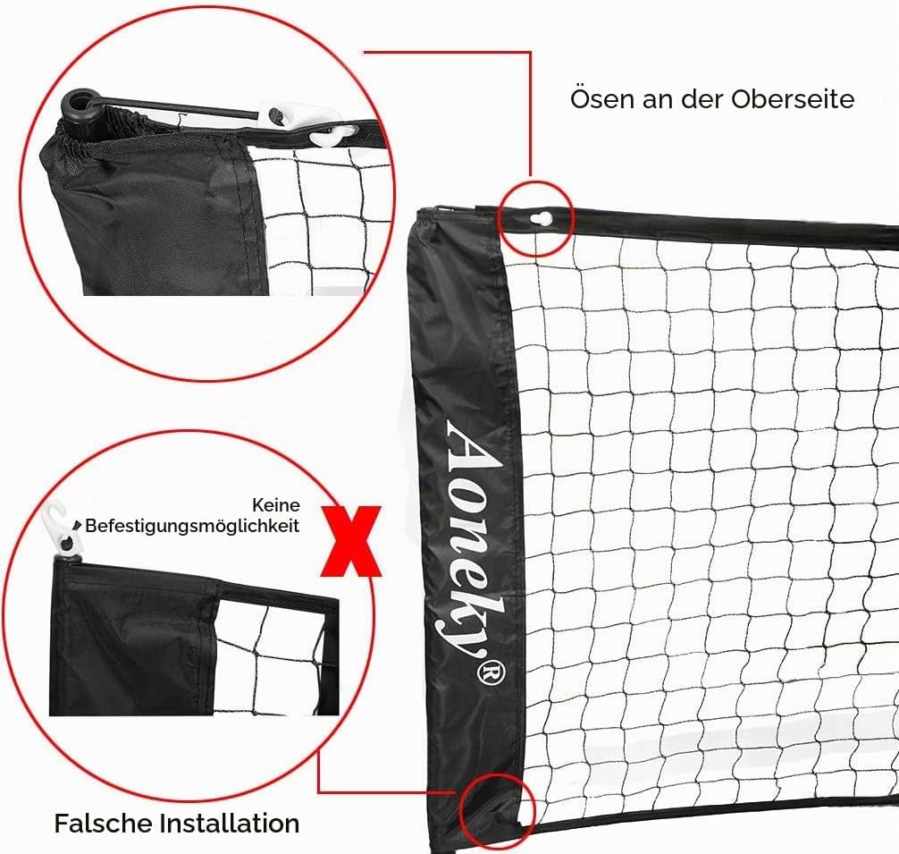 Aoneky Tennis Kit 2M/3M /6M x83cm, Metallrahmenständer und Stark PE-Tennisnetz | Tragbares Picklebal