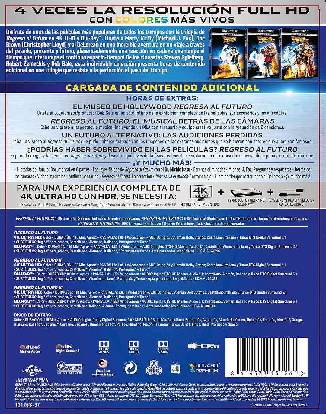 Regreso al futuro 1-3 (4k Ultra-HD + blu-ray + blu-ray extras)
