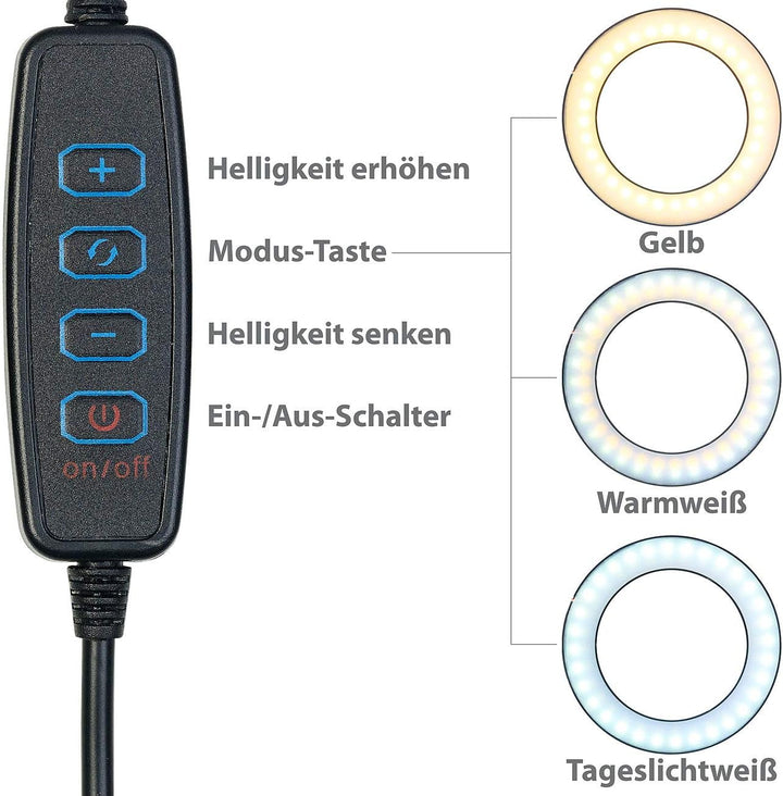 Somikon Ringleuchte: Profi LED-Ringlicht, Ø 10" / 26 cm, Fernauslöser & Smartphone-Halter (LED Ringl