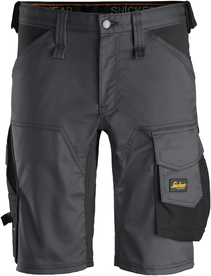 Snickers Workwear AllroundWork Stretch-Shorts, Stahlgrau, Schwarz, Grösse 48