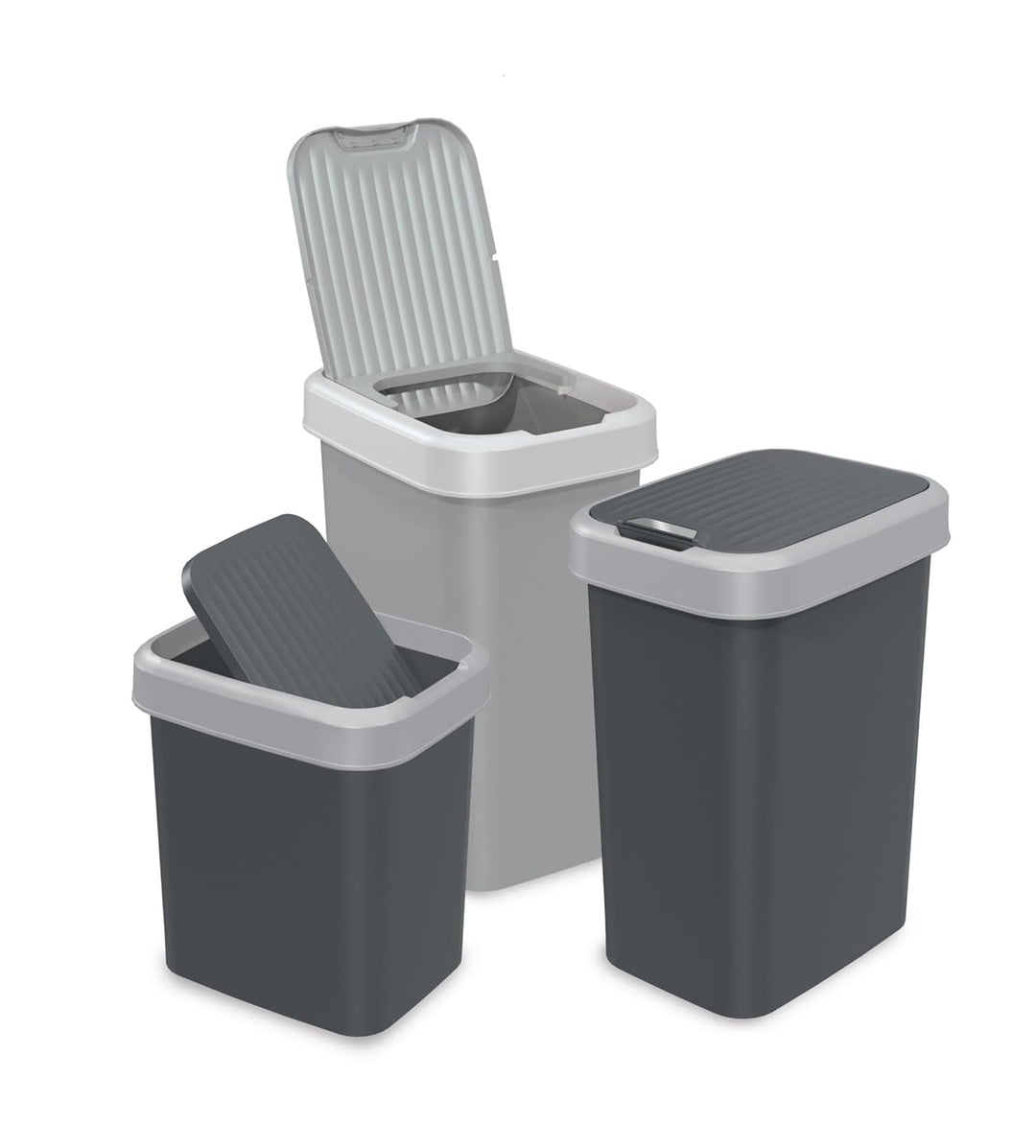 Plana FLIP BIN Mülltonne - mit Öffnung in 2 richtungen - Mülleimer Küche - Abfalleimer Küche mit Dec