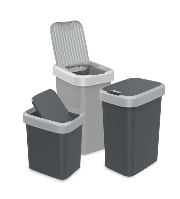 Plana FLIP BIN Mülltonne - mit Öffnung in 2 richtungen - Mülleimer Küche - Abfalleimer Küche mit Dec