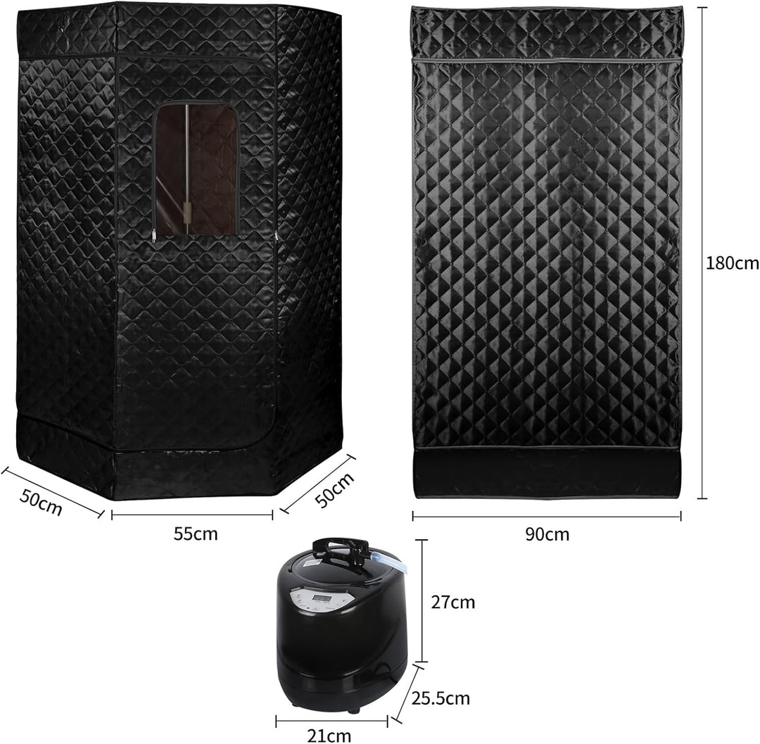 Tragbare Dampfsauna 90x90x180 cm mit 3L Dampfgenerator, Mobile Sauna Zelt für Zuhause, Infrarot & Da