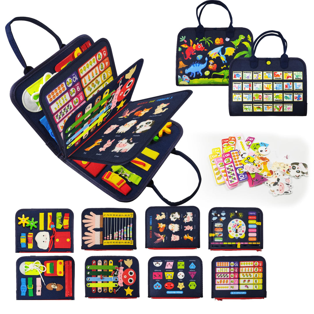 Montessori Busy Board für Jungen 3-5 Jahre – Feinmotorik-Spielzeug mit Auto/Flugzeug-Elementen, Sens