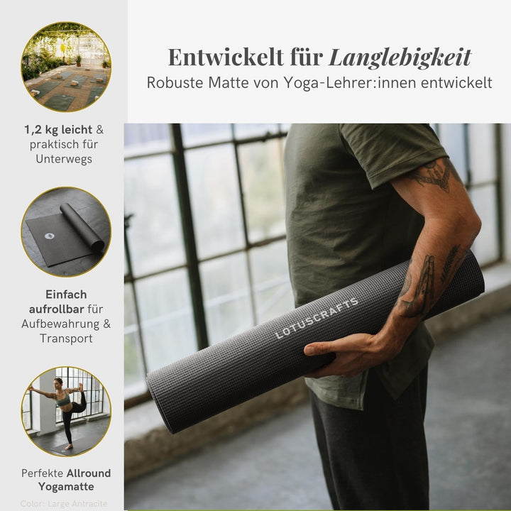 Lotuscrafts Yogamatte Mudra Studio XL [5mm Dicke] - Hautfreundlich & Schadstoffgeprüft - für Anfänge