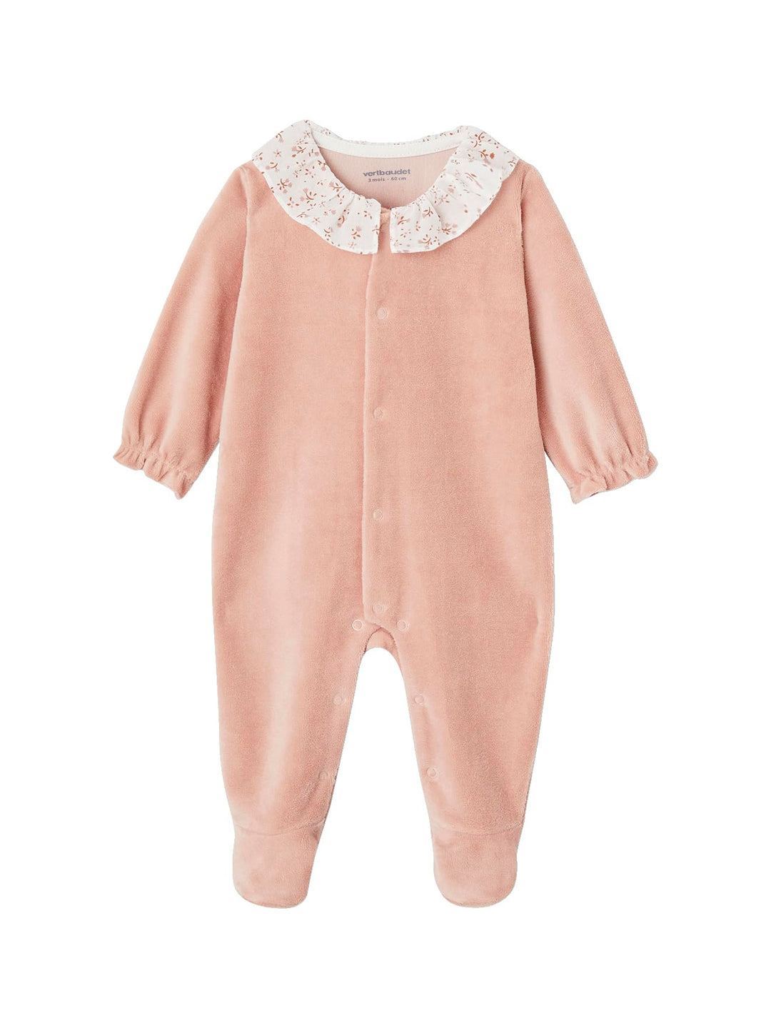 VERTBAUDET Mädchen Baby Samtstrampler mit breitem Kragen Rose 50, Rose 50