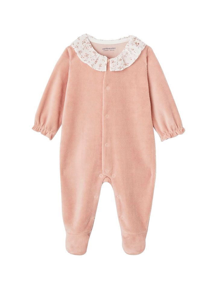 VERTBAUDET Mädchen Baby Samtstrampler mit breitem Kragen Rose 50, Rose 50