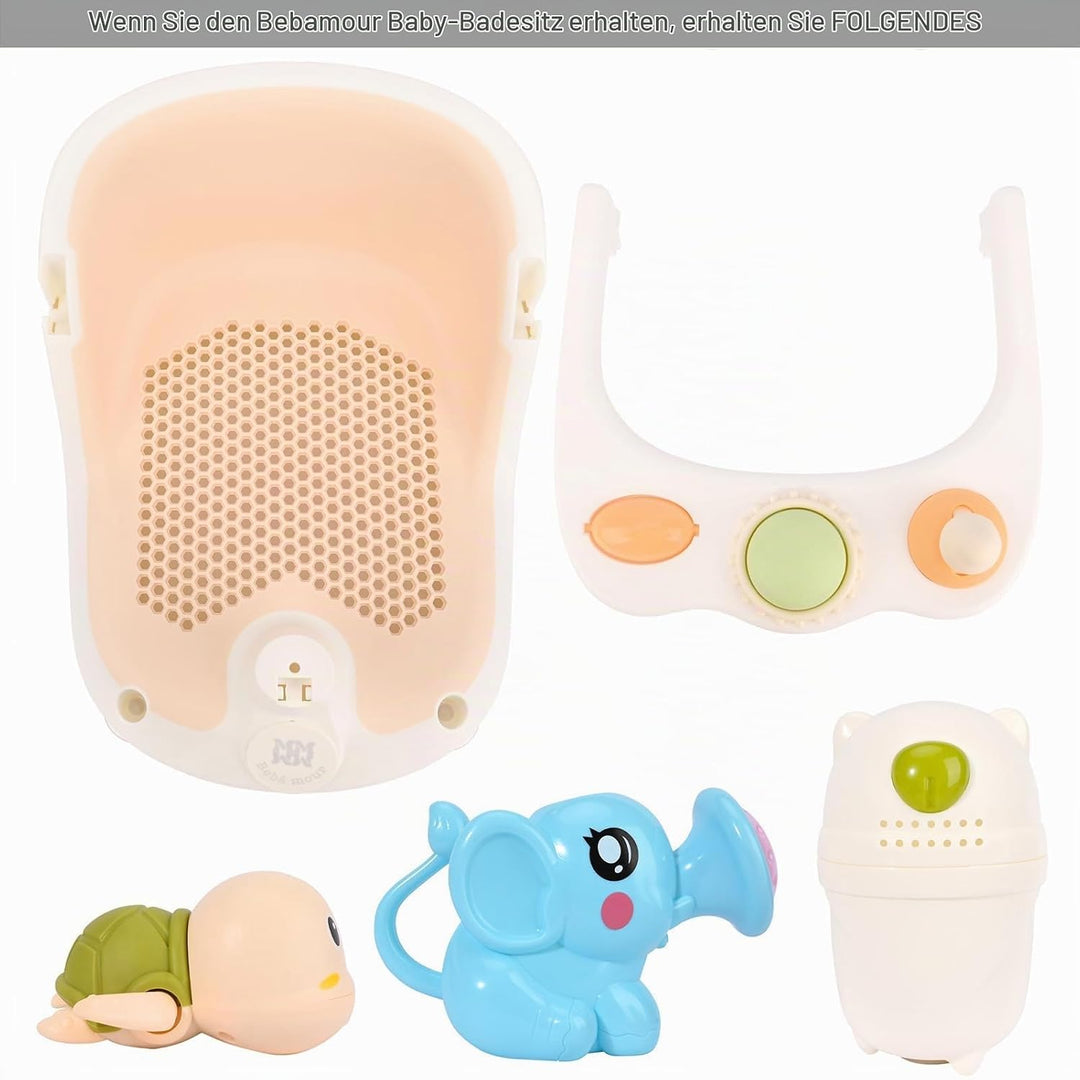 Bebamour Baby Badesitz 6 Monate+ Kind Badewanne rutschfest Baby Badesitz mit Spielzeug,Pink 2 Pink,