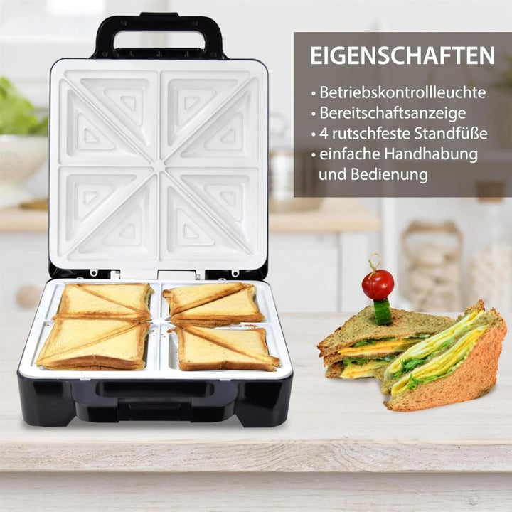 Syntrox Germany Kitchen Chef Keramik-Sandwichmaker XLC Drizle, 1.600 W, 28,7 × 28 cm Platten, Thermo