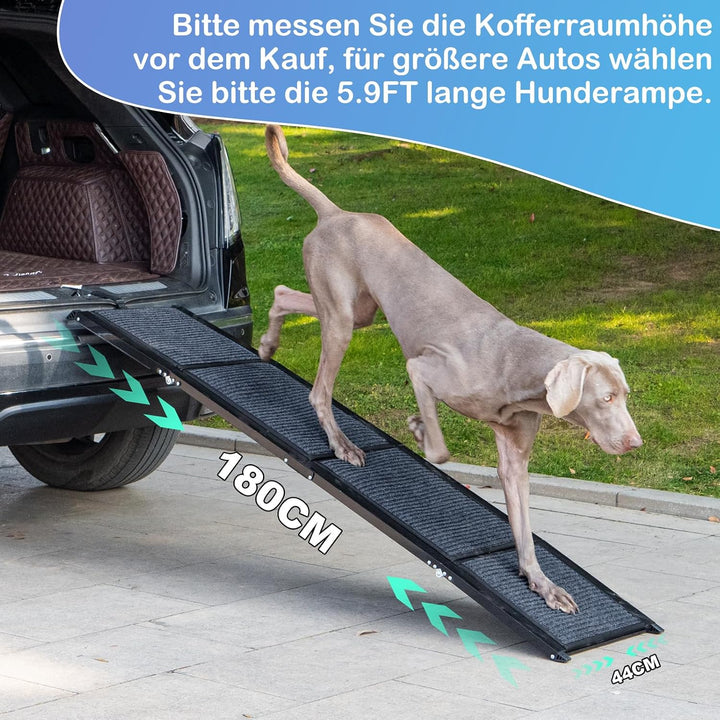 Uross Hundetreppe für Auto 180CM - Zusammenklappbare Hundetreppe für Auto und SUV, Aluminium-Hundetr