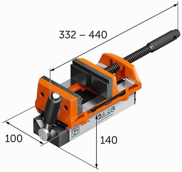 Fein Magnetschraubstock mit Backenbreite von 100 mm (VersaMAG Schraubstock Set, Permanentmagnet mit