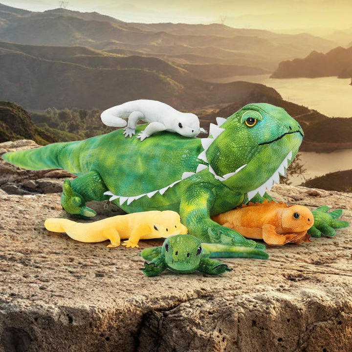MorisMos eidechsen 67cm lang Riesen Eidechse Kuscheltier mit 4 Babys im Bauch, Grün Gross PlüschEide