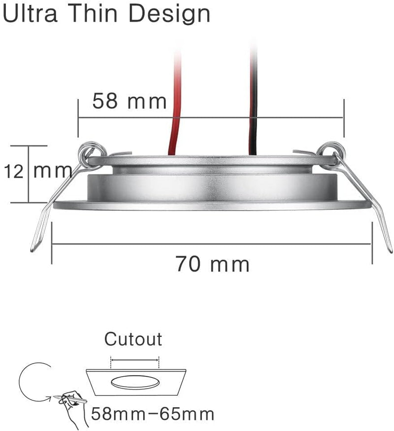 acegoo 12V Einbaustrahler LED Flach 4 Stück Einbauspots Warmweiss 3W Spots Dimmbar Downlights Einbau