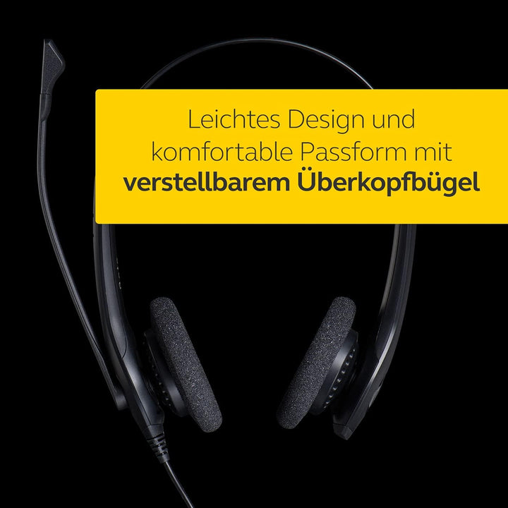 Jabra Biz 1500 Quick Disconnect On-Ear Stereo Headset - Corded Headphone with Noise-cancelling Micro