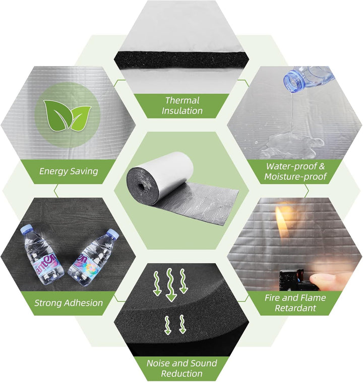 Dripex Aluminium selbstklebend Isolierfolie Dämmfolie, Dicke 5mm, Dachisolierung Isolierungsfolie Wä
