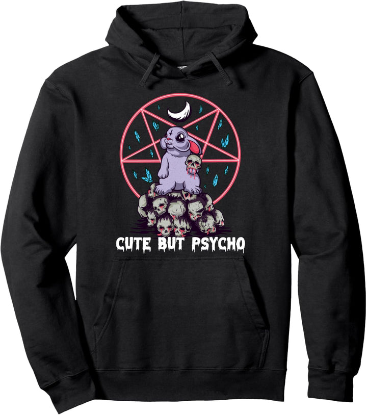 Niedlich, aber Psycho, Hase, Okkult, Totenköpfe, Gothic Pullover Hoodie