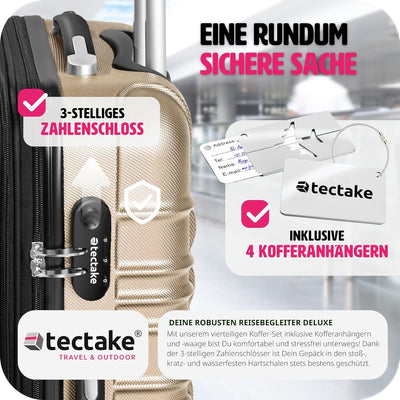 tectake® 4tlg. Hartschalenkoffer Set, Reisekoffer Set mit Rollen, Hartschale aus ABS, Koffer Set mit